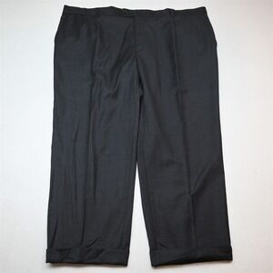 Bespoke 44x28 Gray 100% Wool Pleated Cuffed Classic Dress Mens Pants